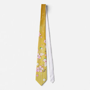 Corbata Kimono de Sakura del oro - lazo del diseño del