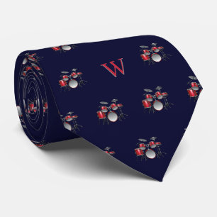 Corbata Kit de tambor acuático Jazz Music Monogramed Blue