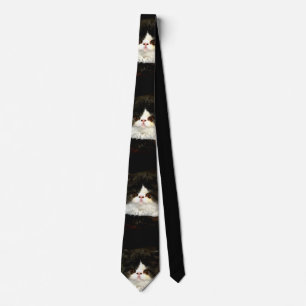 Corbata Kitten blanco negro minimalista