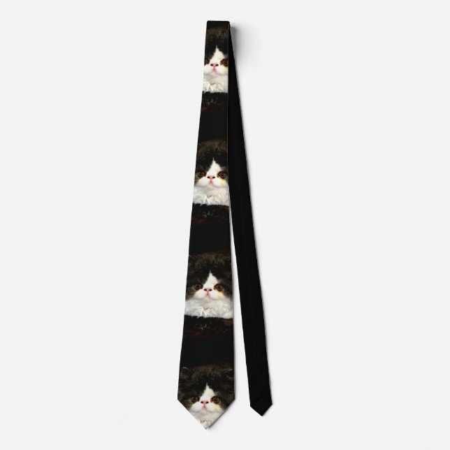 Corbata Kitten blanco negro minimalista (Anverso)