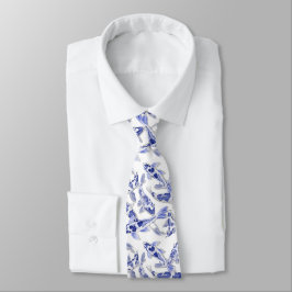 Corbata Koi azul y blanco