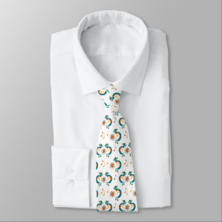 Corbata Kokopelli con puntas de cuello blanco en el patrón