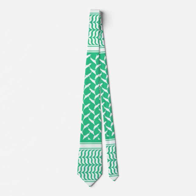 Corbata Kuffiya palestina gradiente verde (Anverso)