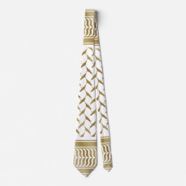 Corbata Kuffiyeh palestino dorado y blanco