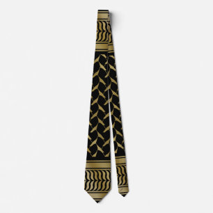 Corbata Kuffiyeh palestino negro y dorado 