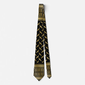 Corbata Kuffiyeh palestino negro y dorado