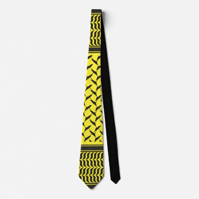 Corbata Kufiya palestina negra y amarilla (Anverso)
