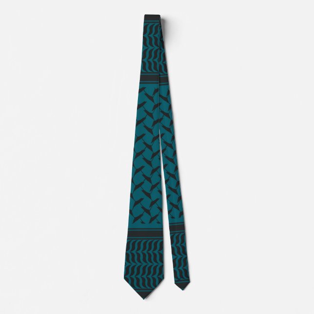 Corbata Kufiya palestina negra y azul (Anverso)