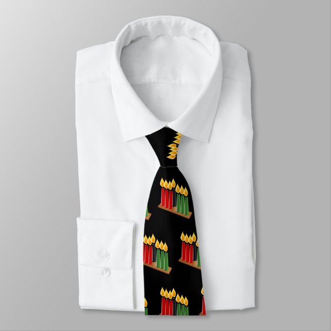 Corbata Kwanzaa Ties Red Green Black 7 Candles Patterns (Atado)
