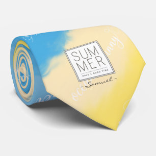 Corbata La acuarela raya caligrafía del verano