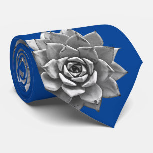 Corbata La acuarela suculenta el gris sobre el azul