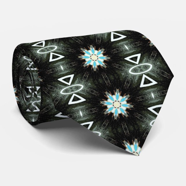 Corbata la estrella azul tribal estalla negro (Enrollado)