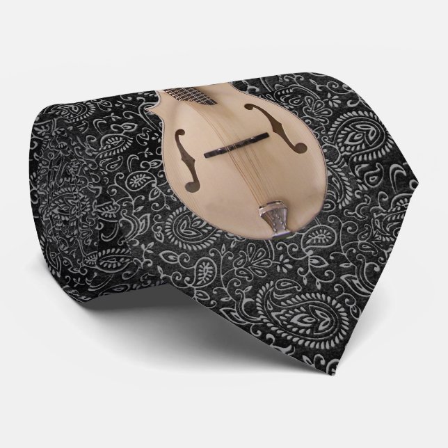 CORBATA LA MANDOLINA EN NEGRO GRABA (Enrollado)