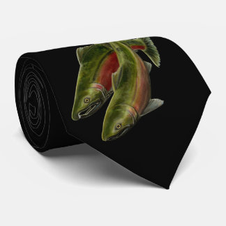 Corbata La pesca de pescados clásicos de los salmones de