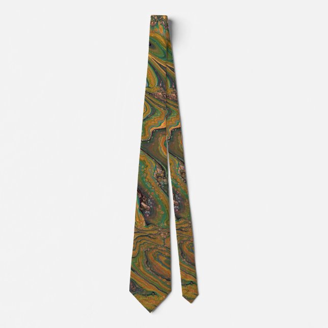 Corbata La Strada 2 Green and Gold Geode Abstract Tie (Anverso)