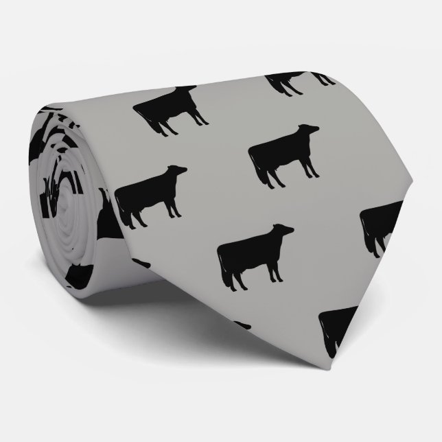 Corbata La vaca de Holstein siluetea el modelo gris y (Enrollado)