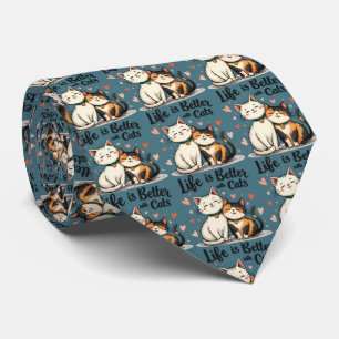 Corbata La vida es mejor con gatos estética de gatos lindo