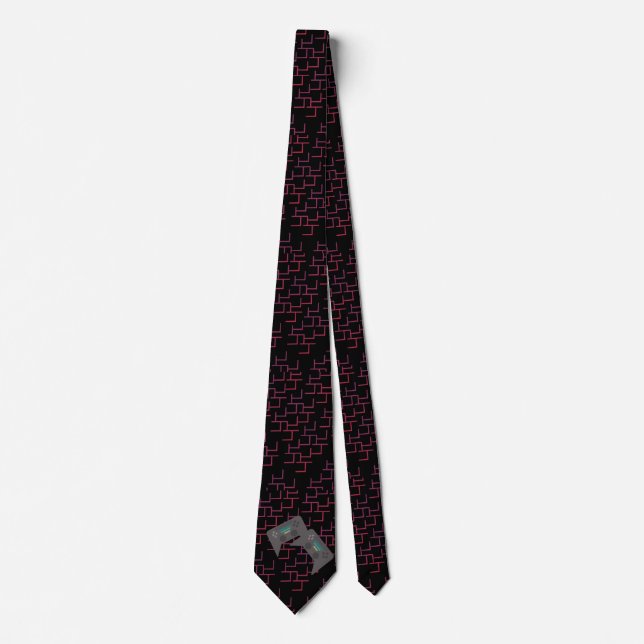 Corbata Laberinto Regalo Jugador Juegos Rojo Negro (Anverso)