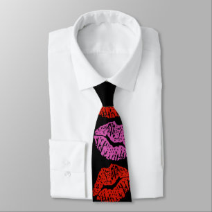 Corbata Labial rojo rosa besos de San Valentín