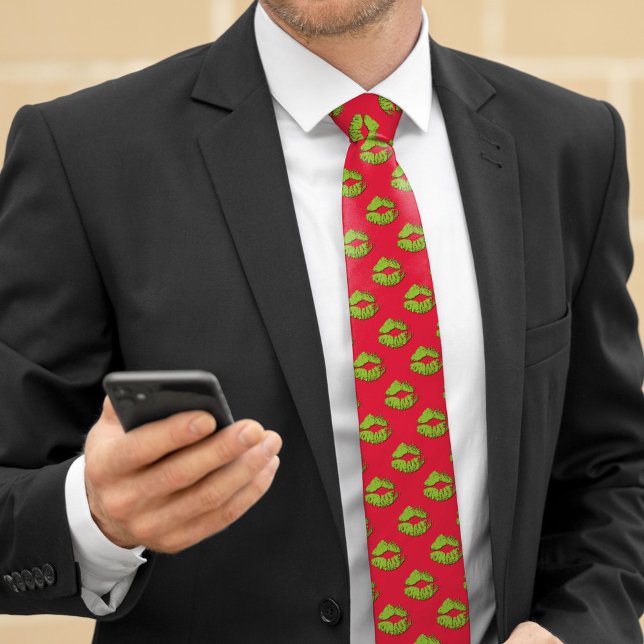 Corbata Labios besándose XOXO rojos y verdes (Subido por el creador)