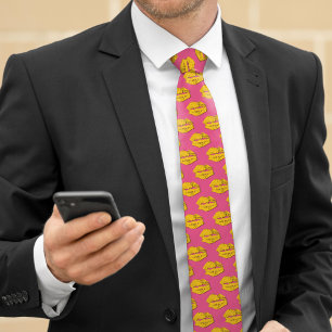 Corbata Labios besándose XOXO rosados y amarillos