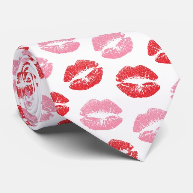 Corbata Labios rojos y rosados, patrón de labios, labios,  (Enrollado)