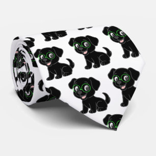 Corbata Labrador Retriever Negro Dibujo Animado Con Gafas