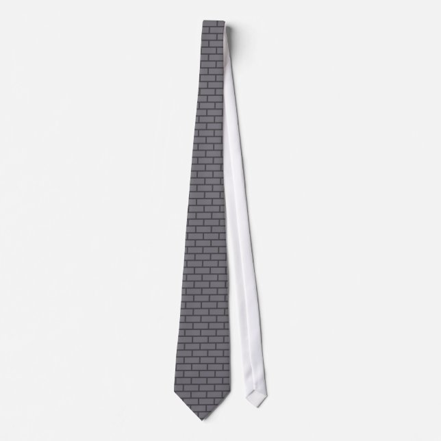Corbata ladrillo retro de 8 bits, gris (Anverso)