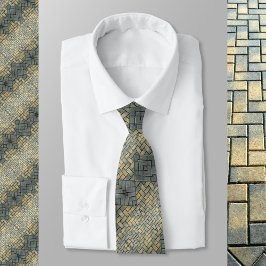 Corbata Ladrillos de mostaza y gris mosaico