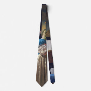 Corbata Lady parada en un Virginal, Johannes Vermeer