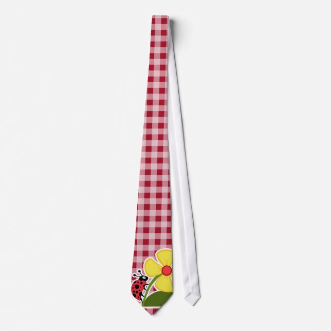 Corbata Ladybug en Carmine Red Gingham (Anverso)