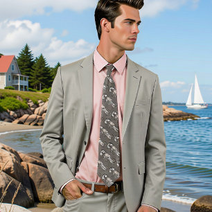 Corbata Langosta gráfica vintage en gris carbón