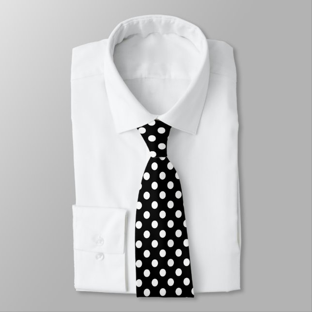 Corbata Large retro dots - black and white (Atado)