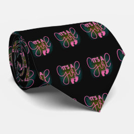 Corbata Las huellas de un bebé negro rosado Chica