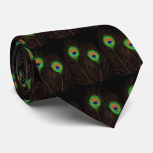 Corbata Las plumas de pavo real en negro