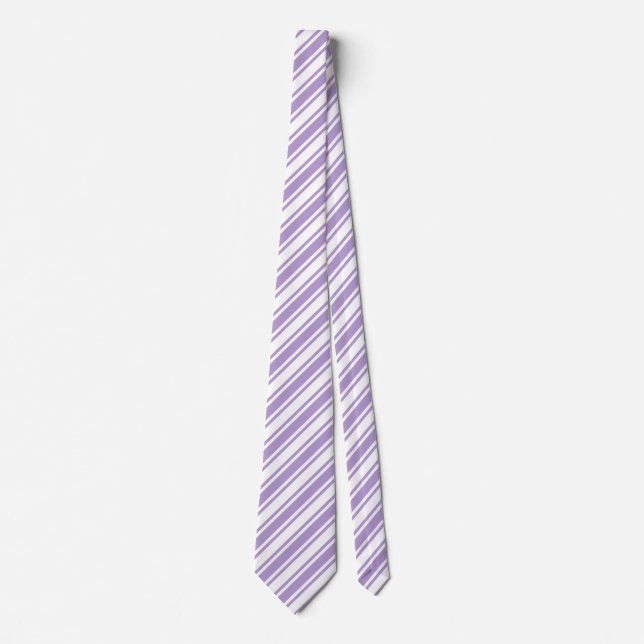 Corbata Lavanda rayas de caramelo morado y blanco (Anverso)