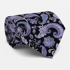 Corbata Lavanda y cordón de cuello paisley negro