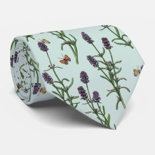 Corbata Lavanda y mariposas en vidrio marino