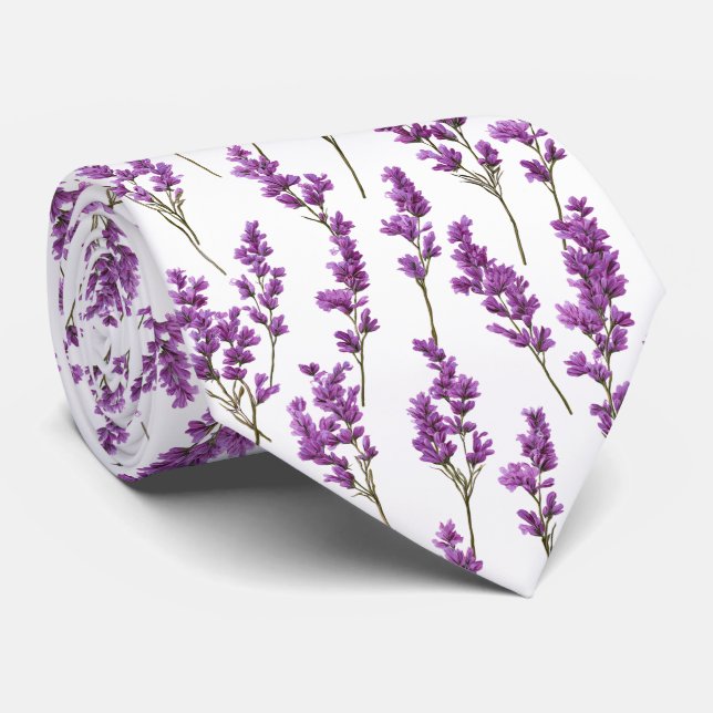 Corbata Lavender Flowers Pattern (Enrollado)