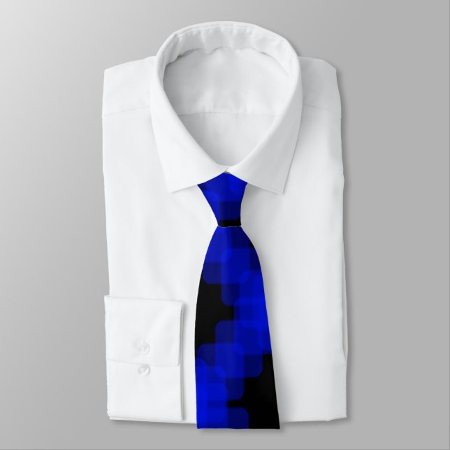 Corbata Layered True Blue Squared On Black Pattern         (Atado)