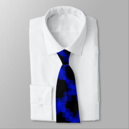 Corbata Layered True Blue Squared On Black Pattern        