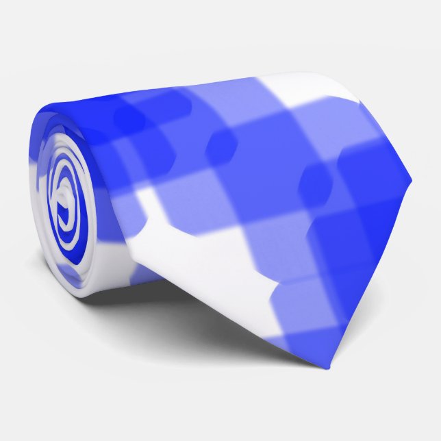 Corbata Layered True Blue Squared On White Pattern         (Enrollado)