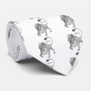 Corbata Lazo blanco de Leo del zodiaco de plata del león