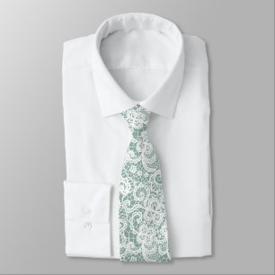 Corbata Lazo Blanco Sobre El Sage Fondo Verde