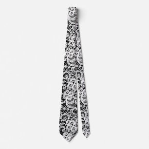 Corbata Lazo blanco sobre negro