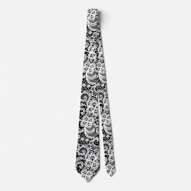 Corbata Lazo blanco sobre negro (Anverso)
