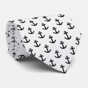 Corbata Lazo blanco y negro del ancla náutica