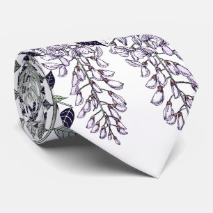 Corbata Lazo botánico de las flores de las glicinias de