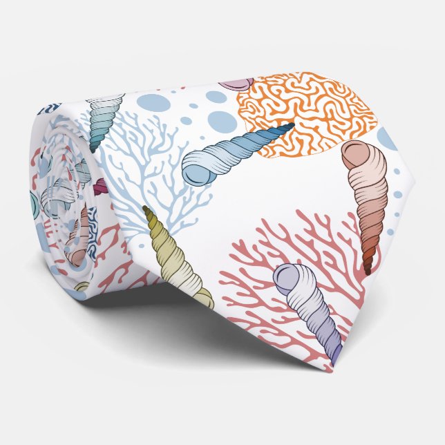 Corbata Lazo coralino del modelo del seashell lindo de la (Enrollado)