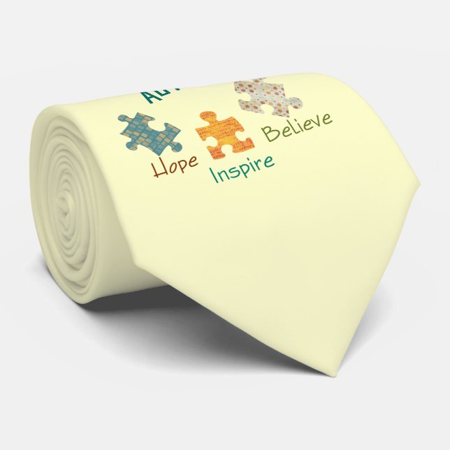 Corbata Lazo de la conciencia del autismo (Enrollado)